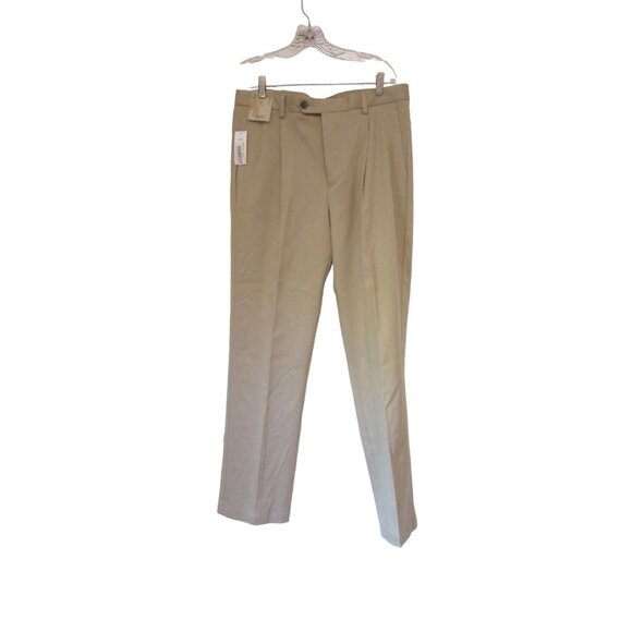 New w Tags, Men's Carribbean Beige khaki Front Pleated Pants, Sz 34 x 32" - Picture 1 of 8